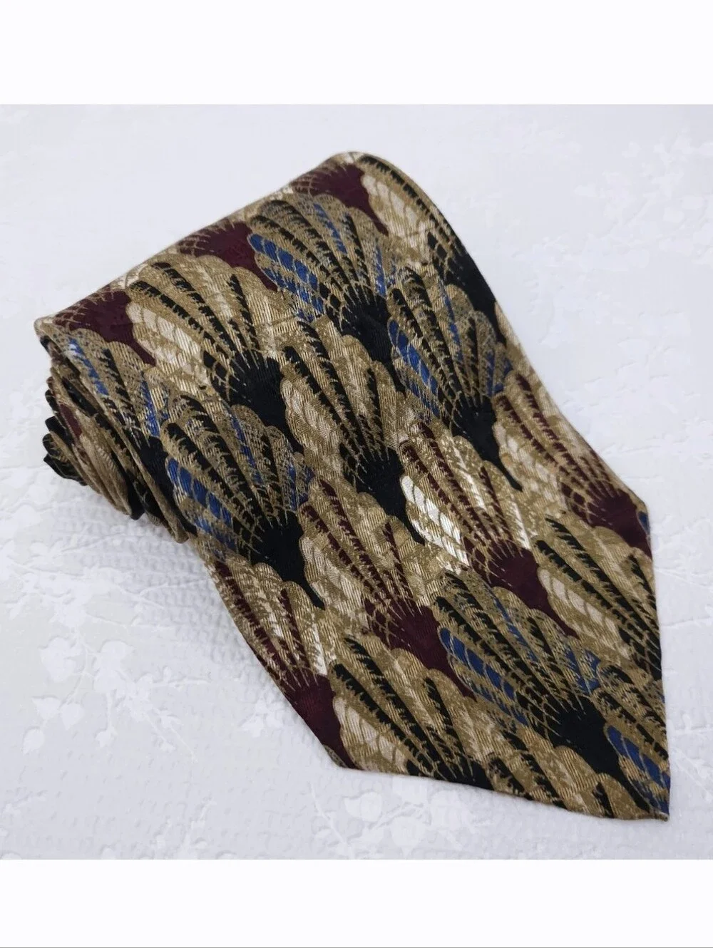 NORDSTOM XMI Silk Tie Geometric Fan Hand Made 57